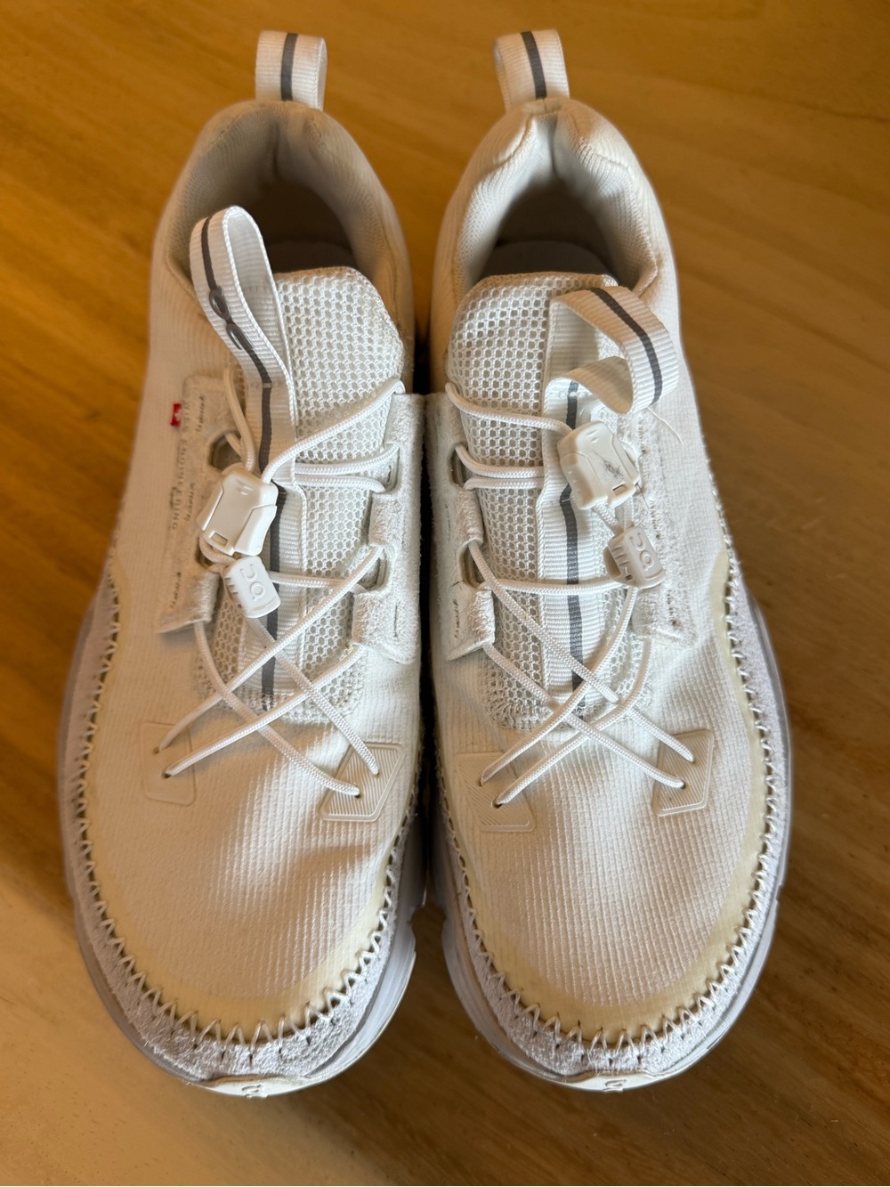 White Women's Athletic Slip-On Sneakers with Toggle Lacing